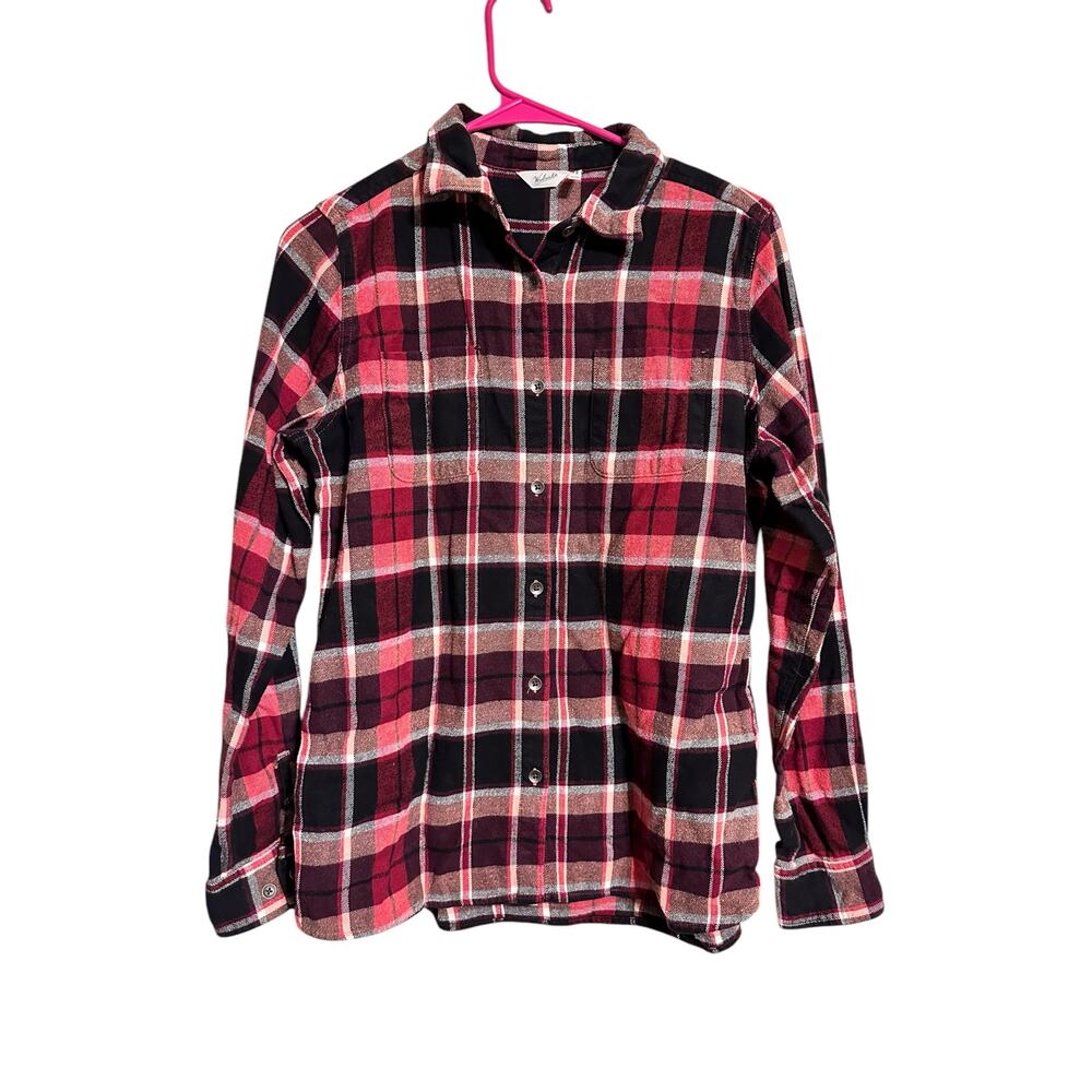 Woolrich Red and Black Plaid Button Up Flannel Women's Shirt Size Medium